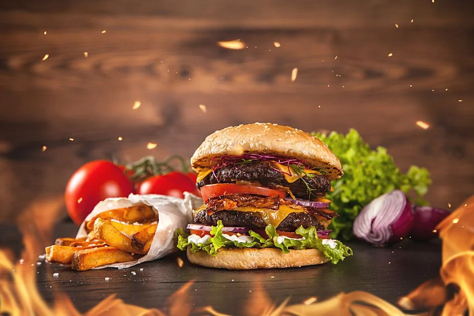 burger dan sayuran makanan luar negeri dari roti